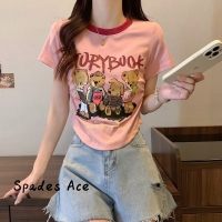 Spades Ace เสื้อครอป เสื้อยืด ชุดเซ็ทผู้หญิง ทันสมัย สบายๆ ทันสมัย ทันสมัย A29J22J 41Z231012