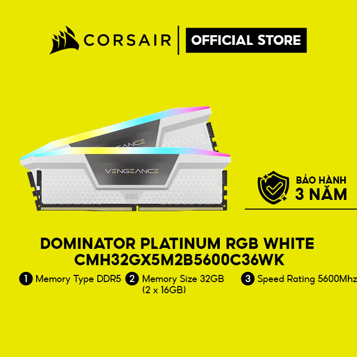 Ram PC Corsair Vengeance RGB White 32GB 5600MHz DDR5 (2x16GB