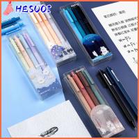 HESUOI 4Colors/Set หมึกสี0.5มม. ปากกาเจล ประเภทกดกด การอบแห้งอย่างรวดเร็ว ปากกาลงนาม ง่ายๆ เครื่องเขียนสเตชันเนอรี ปากกาที่เป็นกลาง ของขวัญสำหรับนักเรียน