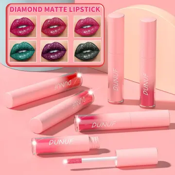 Lip Gloss Make Liquid Lipstick Waterproof Long Lasting Lip Gloss Pink  Female Lipstick Diamond Symphony Shiny Matte Metal Lip Gloss Lipstick