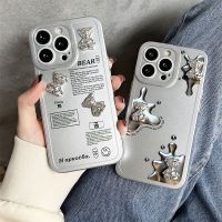 For Samsung S21 Plus S20 Note 20 Ultra M11 3D Bear Silver Printing Soft TPU Phone Case for Galaxy A20S A12 A32 A52 A72 A21S A11