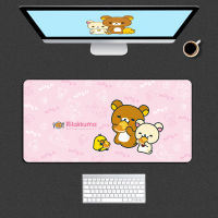 แผ่นรองเม้าส์สำหรับเล่นเกมขนาดใหญ่ Rilakkuma Anime Mouse Pad Gamer แผ่นรองเม้าส์คีย์บอร์ดการ์ตูน Anti-Slip โต๊ะคอมพิวเตอร์โต๊ะ Mat Car