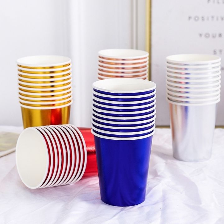 colorful-gilding-cup-disposable-party-paper-cup-tableware-birthday-party-dinner-plate-cup