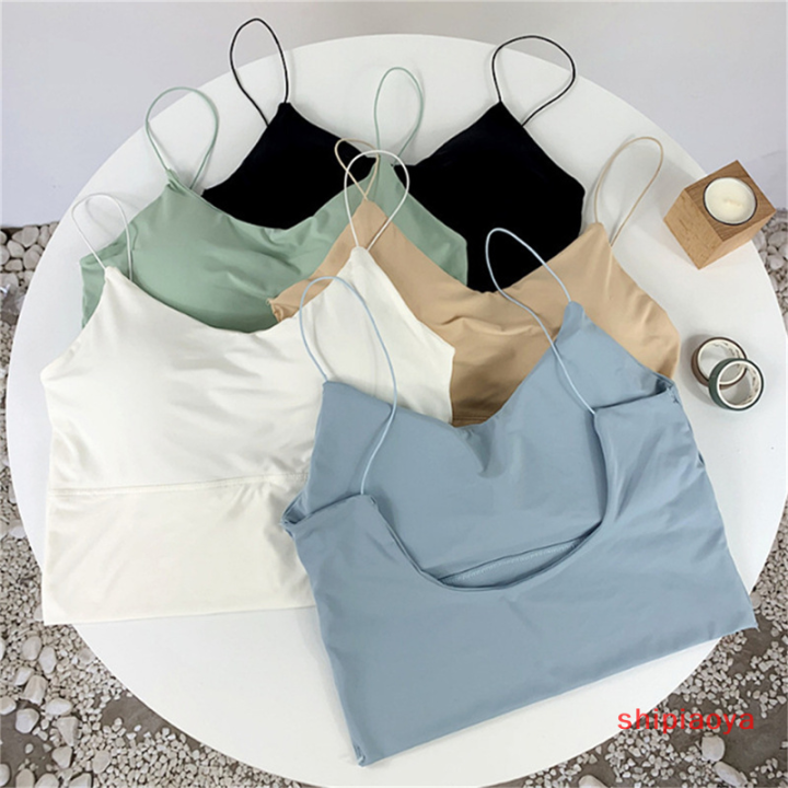 shipiaoya-เสื้อชั้นในสตรีผ้าไหมน้ำแข็งส่วนบนไร้รอยต่อชุดชั้นในฤดูร้อน-mode-korea-เสื้อชั้นในสีทึบ