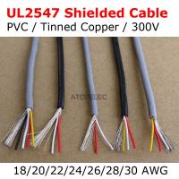 5M/25M UL2547 Shielded Cable 2/3/4 Core PVC Signal Audio Headphone Tinned Copper Wire 18/20/22/24/26/28/30 AWG