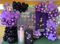 Wednesday Balloon Garland Arch Kit 149pcs Black Purple Silver Balloon for Adams Family Themed Birthday Party Supplies Decoration Colanders Food Strain