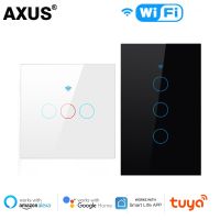 EU/US Tuya WiFi Smart Light Switch Glass Panel Touch Switch Sensor Smart Wall Switch Alexa Google Home Voice Control 1/2/3 Gang