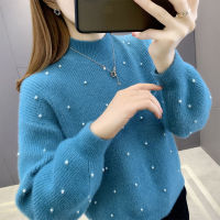 利Ladies Sweater for Fall/winter 2021 New Mink Fleece Lantern Sleeve Knit Sweater Korean Fashion Loose Short All-match Blouse