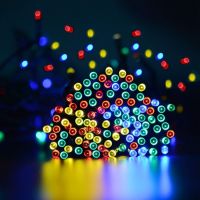 พลังงานแสงอาทิตย์ 200LED ตกแต่งคริสต์มาสกระพริบโคมไฟสวนกลางแจ้งปาร์ตี้วันหยุดบรรยากาศ 100LED string ไฟ IP65 กันน้ำ