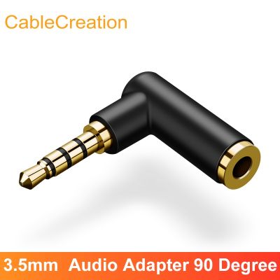 CableCreation 3.5mm jack Right Angle Audio Adapter Male to Female jack 90 Degree AUX Adapter 1/8 TRRS Stereo Headphone Connector
