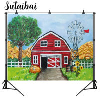 Photography Background Cartoon Farm Red Barn Baby Child Birthday Party Baby Shower Portrait Backdrop Photo Studio Props