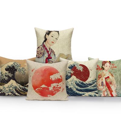 hot！【DT】❧✶﹊  Cushion Cover Woman Sea Sunrise Mountain Bedroom Outdoor Sofa Custom Cases