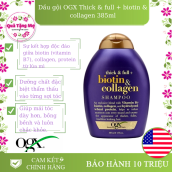 Dầu gội kích thích mọc tóc OGX Thick Full Biotin and Collagen Shampoo 385ml