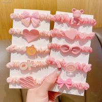 ♙❃◎ 5pcs Child Cartoon Rubber Band Hairband Baby Love Heart Flower Bear Hair Rope Girls High Ponytail Elastic Headdress Accessories