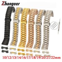 Solid Stainless Steel Watch Band 10mm 12mm 13mm 14mm 16mm 17mm 18mm 19mm 20mm 21mm 22mm Universal Wrist Strap Butterfly Buckle