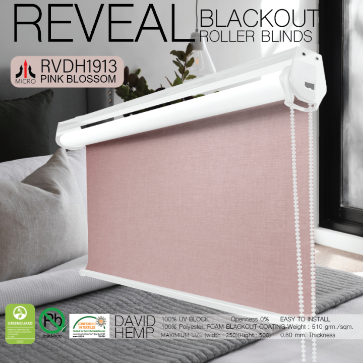 rvdh1913-ม่านม้วน-ผลิต-ตามขนาด-แบรน์ไมโคร-สีชมพูอ่อน-ผ้า-blackout-กันแสงและความร้อน-100