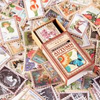 100 Pcs/pack Vintage Postage Stamp Flake Stickers Set Fairy Plants Flowers Assorted Designs Stamps Stickers For Diy Decoration Stickers Labels