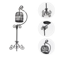 BLENASHOP 1 ชิ้น Mini House Birdcage พร้อม Bracket Decor Mini Outdoor ฉากอุปกรณ์เสริม