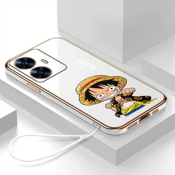 เคส-realme-c55-case-luffy-ลักชัวรี่-6d-ซอฟท์ซิลิโคนกรอบสี่เหลี่ยมชายนี่ฟูลแบ็คปก