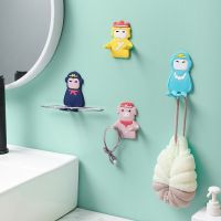 [COD] Hole-free cartoon bendable hook door back key object storage sticky creative fun hanger