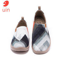 UIN Silent Man ออกแบบมือวาดผ้าใบรองเท้าลำลองสำหรับชาย Loafers สีขาวกว้างฟุต Comfort รองเท้าสำหรับทำงานรองเท้าผ้าใบน้ำหนักเบา