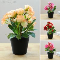 Beautiful Faux Rose Flower No Watering Home Decoration Vibrant Color Fake Flower Mini Potted Plant