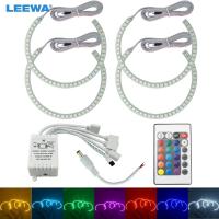 Leewa 4x13 1มม. Led Rgb รถตานางฟ้าแหวนเฮโลชุดควบคุมระยะไกลไฟสำหรับ Bmw E36/E38/E39/E46โปรเจคเตอร์ Ca4242