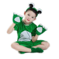 Unisex Children Stage Show Clothes Long Short Sleeve Kids Carton Frog Cosplay Costumes Students Stage Play Performance Apparel