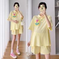 【DT】hot！ New Maternity Clothing Sets for Outfits Loose Pregnancy Short-Sleeved Shorts