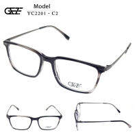 ?กรอบแว่นตา GEZE METAL รุ่น YC2201-C2 เต็มกรอบสีเทาดำลาย Vintage น้ำหนักเบา ใส่สบายบริการตัดเลนส์สายตาราคาถูก