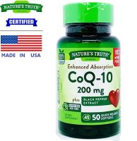 Nature’s Truth CoQ10 200 mg x 50 เม็ด เนเจอร์ ทรูทร์ โคคิว10 โคคิวเทน โคคิวเท็น / กินร่วมกับ เอแอลเอ ไบโอติน เอลเดอร์เบอร์รี่ ไลโคปีน ข้าวยีสต์แดง คอลลาเจน สังกะสี ซิงค์ กลูต้า ดีเอชเอ ถั่งเช่า กรีนที ชาเขียว /