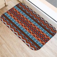 1pcs 40*60cm Retro Striped Pattern Anti-Slip Suede Carpet Door Mat Doormat Outdoor Kitchen Living Room Floor Mat Rug 48283