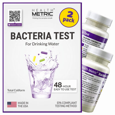 Health Metric Coliform Bacteria Test Kit for Drinking Water - Easy to Use 48-Hour Water Quality Testing Kit for Home Tap &amp; Well Water | EPA Approved Testing Method | Made in The USA | Incl. E Coli | 2-Pack