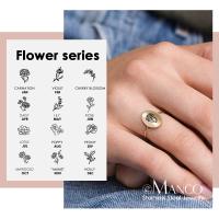 eManco Laser Engrave Month Flower Ring Stainless Steel FOR Women Accessories Birthday Jewelry