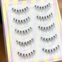 5Pairs V Shape Fishtail False Eyelashes Thin Transparent Stem Manga False Lashes Nature Nude Makeup Little Devil Eyelash