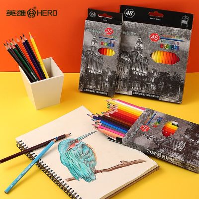 Hero 12/24/36/48Color Profession Oily Water Soluble Pencil DIY Graffiti Hand-Painted Gift Comic Drawing Student Art Stationery
