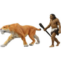 Takara Tomy 836582 ANIA สัตว์ Advanture AL-10 Saber Tiger กับ Neanderthal Man 2ชิ้น ABS ตัวเลขเด็กของเล่นเพื่อการศึกษา