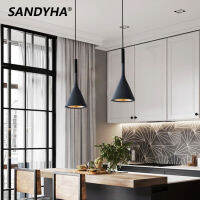 SANDYHA Modern Led Pendant Lights Black White Kitchen Fixtures Bedroom Table Dining Room Hanging Lamp Lamp Lampshade Home Chandelier.