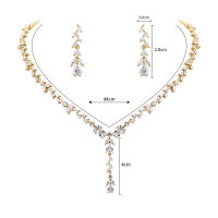 WEIMANJINGDIAN ยี่ห้อใหม่มาถึง Elegant Leaf Shape Cubic Zirconia สร้อยคอและต่างหูงานแต่งงานชุดเครื่องประดับ