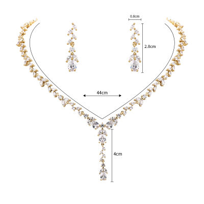 WEIMANJINGDIAN ยี่ห้อใหม่มาถึง Elegant Leaf Shape Cubic Zirconia สร้อยคอและต่างหูงานแต่งงานชุดเครื่องประดับ