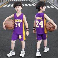 Boys basketball suit vest medium thin section quick-drying jersey children 24 ko男童蓝球服套装薄款速干球衣背心大中小儿童24号科比篮球服7.17