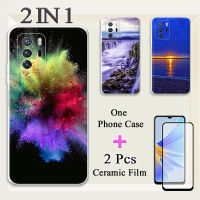 2 IN 1สำหรับ Xiaomi เคส Poco X3 GT ซิลิโคนนิ่ม TPU เคสโทรศัพท์ทาสีด้วยฟิล์มกันรอยกันกระแทกโค้ง