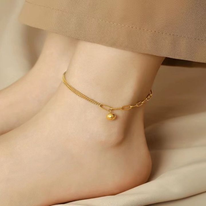 ydsd-ลูกปัดกำไลข้อเท้าสองชั้นที่ได้รับความนิยมเครื่องประดับสไตล์เกาหลีสำหรับผู้หญิงสไตล์โบฮีเมียน