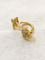 Correct Version four-leaf clover gold diamond ring female ring ins