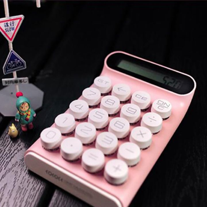 2x-locock-calculator-portable-20-keys-multifunctional-10-digital-lcd-calculator-for-student-mechanical-buttons-pink