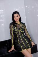 Fah Chak Woman Tyra Dress in Metallic Lace Dress เดรสลูกไม้ เดรสซีทรู