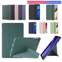 Samsung Tab A 8.0 2019 8 นิ้วเคสนิ่มรุ่น SM-T295 SM-T290 Flip Leather Casing ขาตั้งแนวตั้งบาง Trifold ฝาครอบป้องกัน