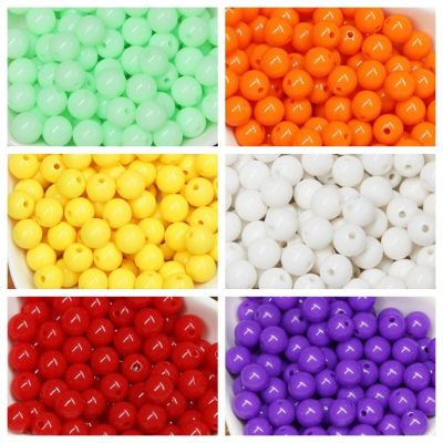 Solid colored bead Candy Color Acrylic Round Beads 3mm-12mm Loose Balls Spacer beads for needlework &amp; Jewelry Making DIY