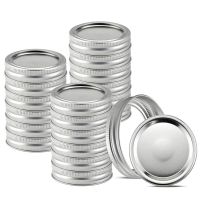 24PC Wide-Mouth Jar Lid, Suitable for Mason Jar, Split Lid, Leak-Proof and Safety Lid, with Silicone Seal (Silver)