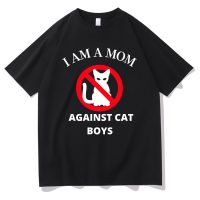 Funny Anime Cartoon I Am A Mom Against Cat Print T-shirt Short Sleeve Men Black Casual Harajuku Oversized T Shirts XS-4XL-5XL-6XL